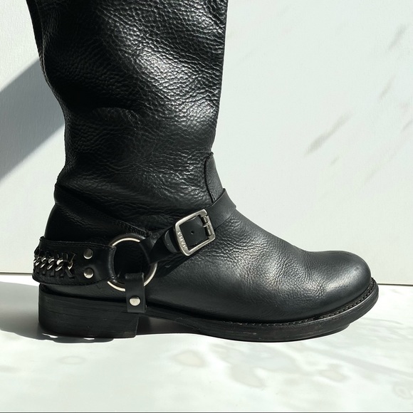 Frye Jenna Chain tall black leather boots. - Picture 4 of 10